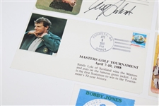 Five (5) Postcards Including Bobby Jones, Sandy Lyle, OPEN Championship & more JSA ALOA
