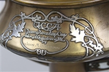 1913 Central Illinois Country Club Golf Association Sterling on Bronze Large Trophy