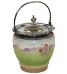 1895 William Wood and Co. Biscuit Barrel  with Horace Hutchinson Image