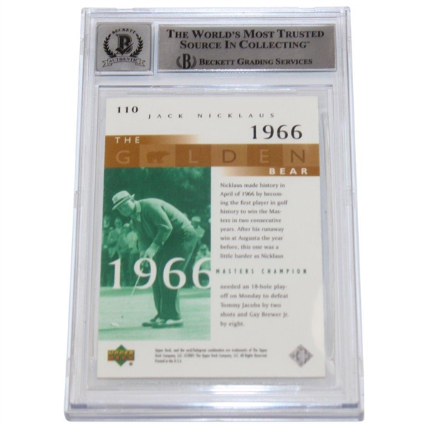 Jack Nicklaus Signed Ud 1966 Masters Champ Golf Card Beckett 10 Mint #00015490438
