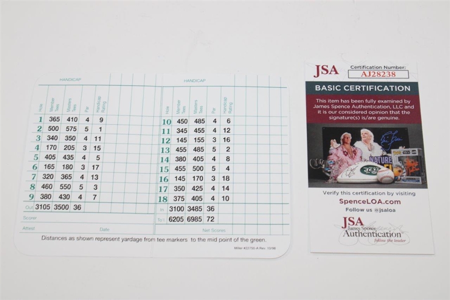 Scottie Scheffler Signed Masters Scorecard JSA #AJ28238