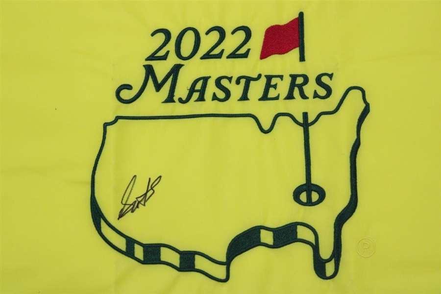 Scottie Scheffler Signed 2022 Masters Embroidered Flag JSA #YY07031