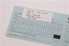 Payne Stewart (Marker) Signed 1998 Buick Inv. 1st Rd Bob Tway 63 Scorecard 