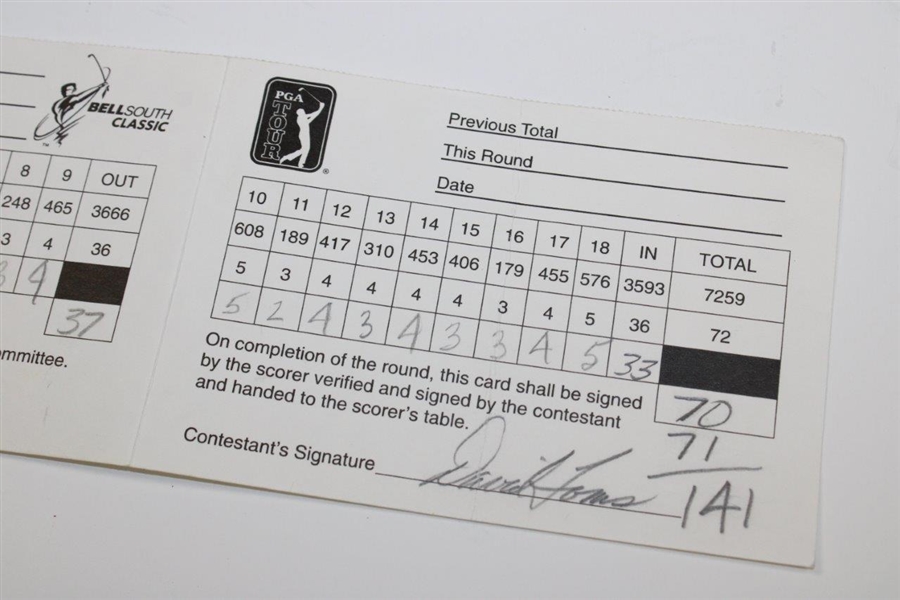 Fred Couples (Marker) Signed 1999 BellSouth Classic 2nd Rd David Toms Scorecard
