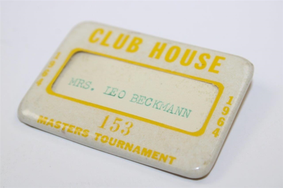 1964 Masters Tournament Clubhouse Badge #153 - Mrs. Leo Beckman