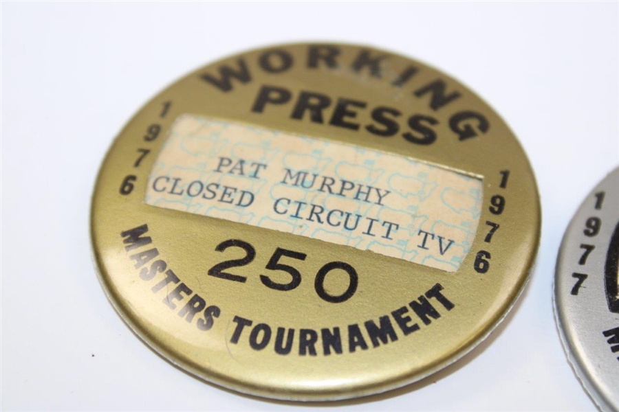 1976 & 1977 Masters Tournament Working Press Badges #250 & #277
