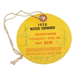 Champion Billy Casper & others Signed 1970 Masters Wed. Ticket #534 w/Original String JSA ALOA