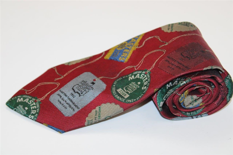 Augusta National Golf Club Badges & Tickets Collage Silk Neck Tie - Used