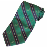 Augusta National Golf Club Green with Red/Navy/Gold Logo Silk Neck Tie - Used