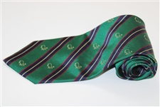 Augusta National Golf Club Green with Red/Navy/Gold Logo Silk Neck Tie - Used