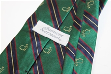 Augusta National Golf Club Green with Red/Navy/Gold Logo Silk Neck Tie - Used