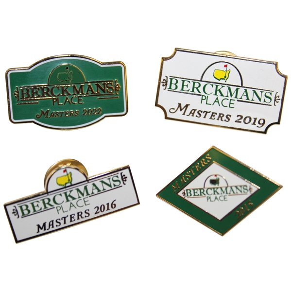 Four (4) Masters Tournament Berckmans Place Pins - 2015, 2016, 2019 & 2022