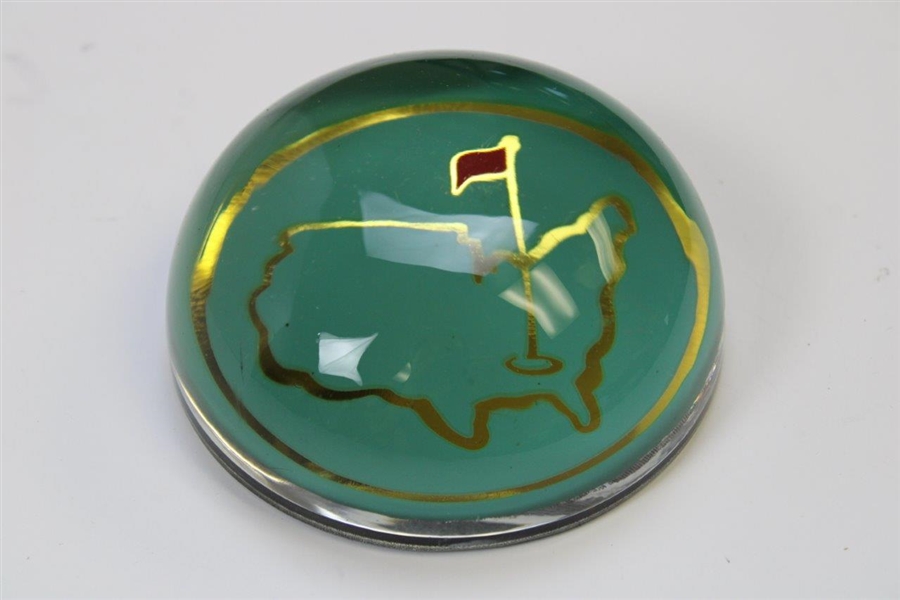 Augusta National GC Masters Logo Round Glass Top Paperweight in Original Box