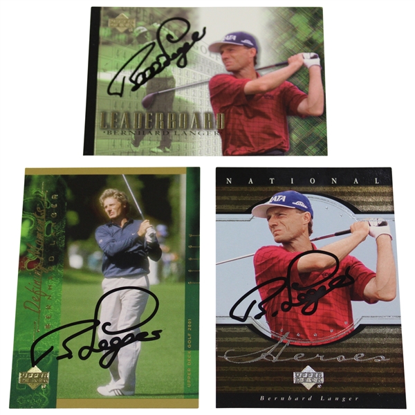 Three (3) Bernhard Langer Signed Upper Deck Golf Cards JSA ALOA