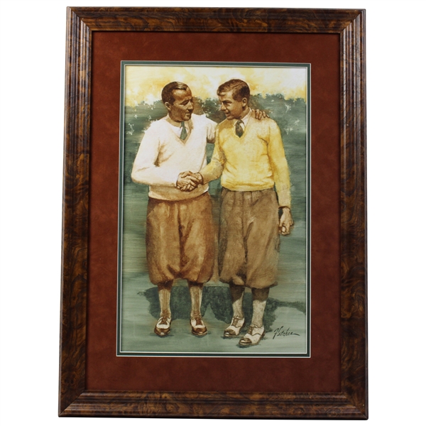Original Oil on Panel 'Walter Hagen & Henry Cotton' Painting by Artist Robert Fletcher - Framed