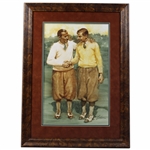 Original Oil on Panel Walter Hagen & Henry Cotton Painting by Artist Robert Fletcher - Framed