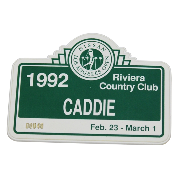 1992 Nissan LA Open at Riviera CC Caddie Series Badge #00048 - Tiger Woods' Pro Debut