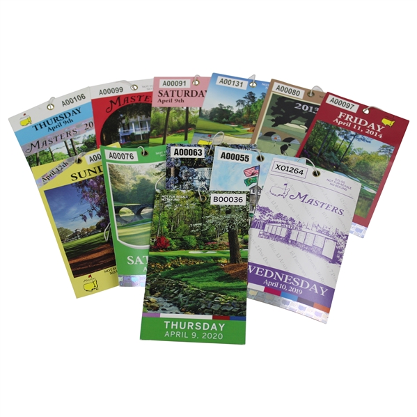 Masters Tickets Set - One(1) From Each Year - 2009-2020