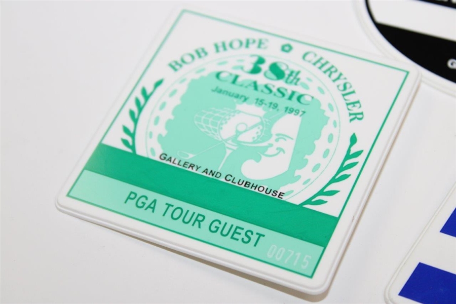 Six (6) Bob Hope Chrysler Badges w/PGA Tour Guest & Caddy