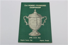 Four (4) Mickey Wright Programs From Wins: 1961-1962 Augusta Title Holder, 1958 LPGA & 1966 Western Open