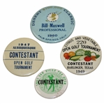 Four (4) 1940-60s Contestant Badges Including Arnold Palmer Win