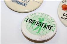 Four (4) 1940-60's Contestant Badges Including Arnold Palmer Win