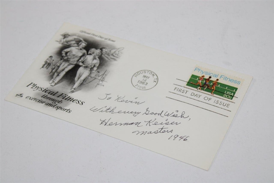 Herman Keiser Signed First Day Cover with 'Masters 1946' & Grand Slam Ventures Card JSA ALOA