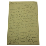 Charles 'Chick' Evans' Mother's Handwritten 5 Pages to Dr. Kennedy w/Clipping - Chick's 1913 US Open Ailment 