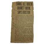 Charles 'Chick' Evans' Mother's Handwritten 5 Pages to Dr. Kennedy w/Clipping - Chick's 1913 US Open Ailment 