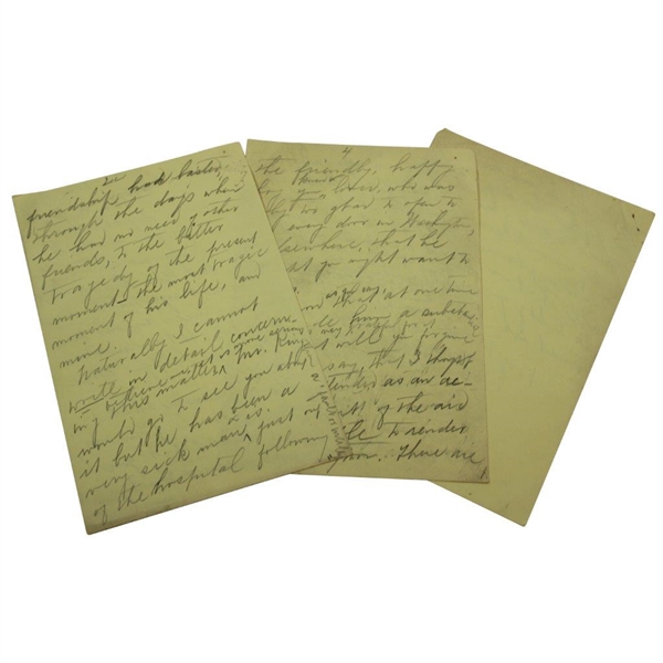 Charles 'Chick' Evans' Mother's Handwritten 5 Pages to Dr. Kennedy w/Clipping - Chick's 1913 US Open Ailment 