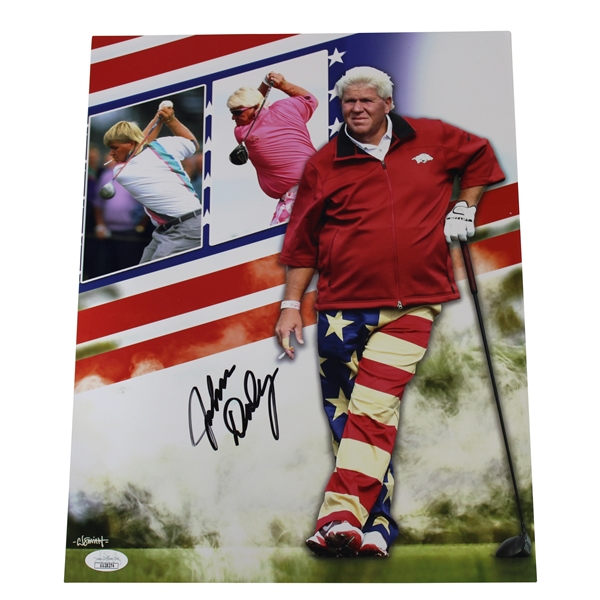 John Daly Signed Snapshots American Flag Pants Photo JSA #UU28274