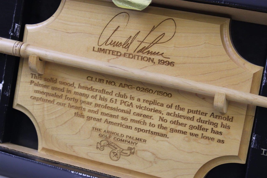 Arnold Palmer Ltd Ed 'The Original' Ltd Ed Commemorative Engraved Wood Putter in Box
