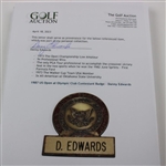 1987 US Open at Olympic Club Contestant Badge - Danny Edwards