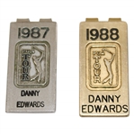 Danny Edwards Personal 1987 & 1988 PGA Tour Member Money Clips/Badges
