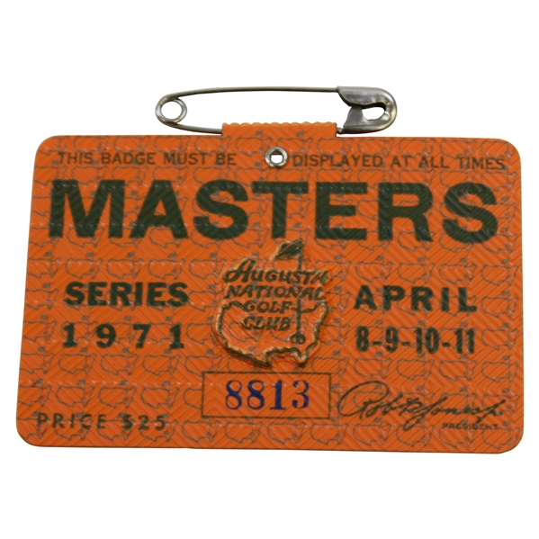 1971 Masters Tournament SERIES Badge #8813