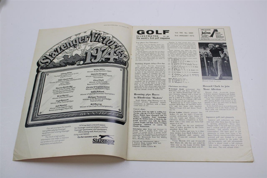 Gary Player & Lee Trevino Signed Golf Illustrated Magazine JSA ALOA