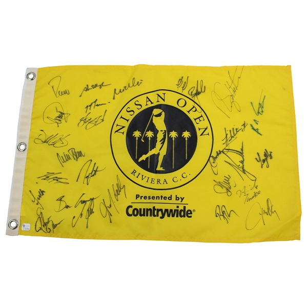 Tiger Woods and 26 Others Signed Nissan Open Flag JSA ALOA