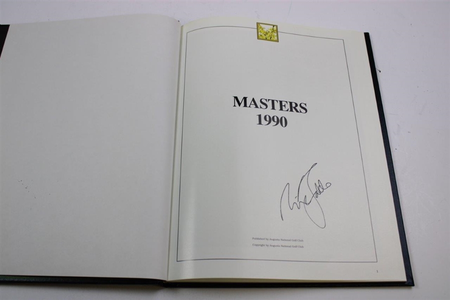 Nick Faldo Signed 1990 Masters Tournament Green Annual Book JSA ALOA