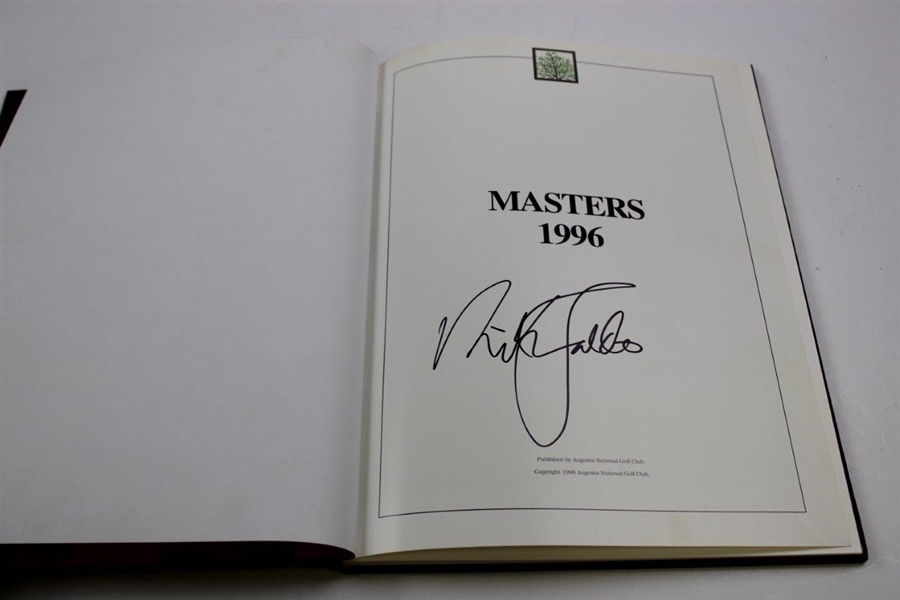 Nick Faldo Signed 1996 Masters Tournament Green Annual Book JSA ALOA