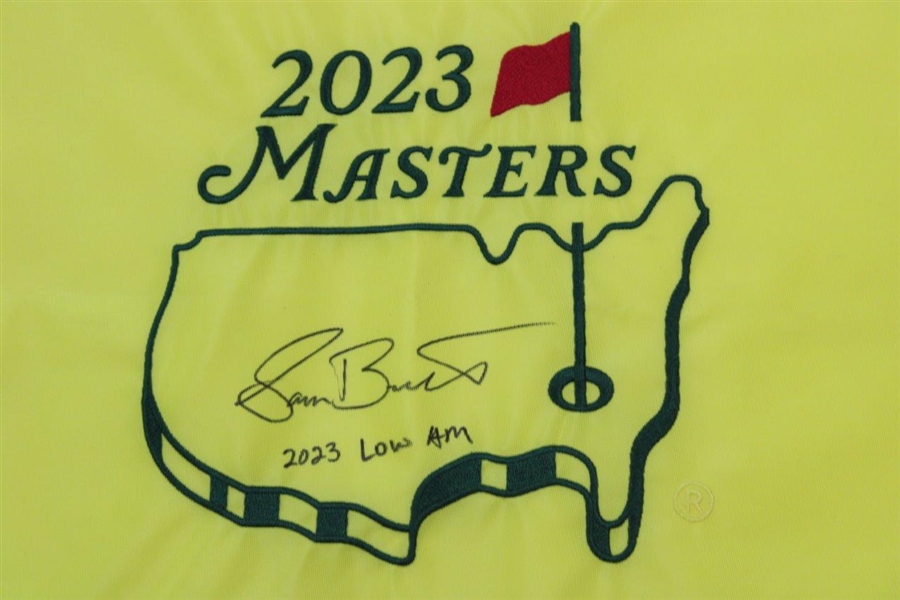 Low Amateur Sam Bennett Signed 2023 Masters Embroidered Flag JSA ALOA