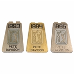 Three (3) Pete Davison PGA Tour Badge/Clips - 1993, 1994 & 1995