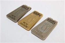 Three (3) Pete Davison PGA Tour Badge/Clips - 1993, 1994 & 1995