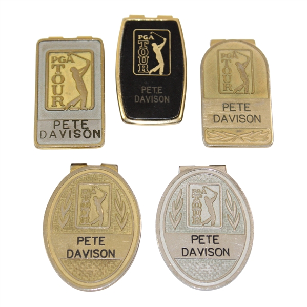 Five (5) Undated Pete Davison PGA Tour Money Clips