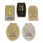 Five (5) Undated Pete Davison PGA Tour Money Clips