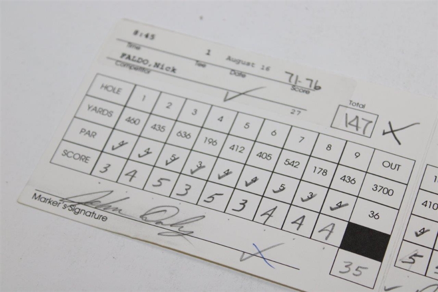 Nick Faldo Signed 2nd Round PGA Championship Scorecard w/Marker John Daly 