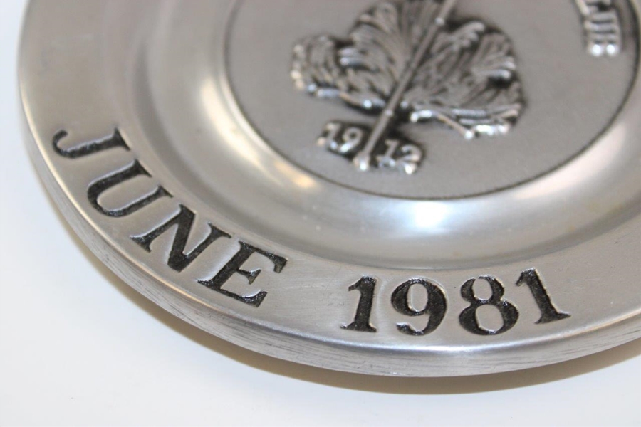 1981 US Open Merion Golf Club Mini Pewter Plate 6”