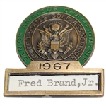 Fred Brand Jr. 1967 US Senior Amateur Contestant Badge Oakmont Country Club