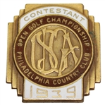 1939 USGA Open Championship at Philadelphia Country Club Contestant Badge