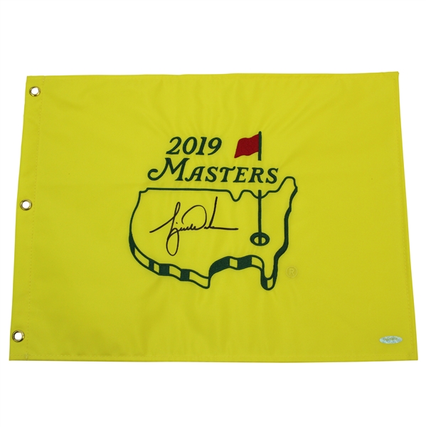 Tiger Woods Signed 2019 Masters Embroidered Flag Upper Deck #UAS35608