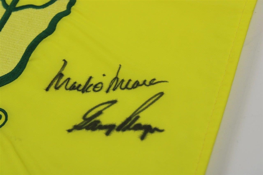 Jack Nicklaus, Phil Mickelson, Gary Player & 5 others Signed 1997 Masters Embroidered Flag JSA ALOA
